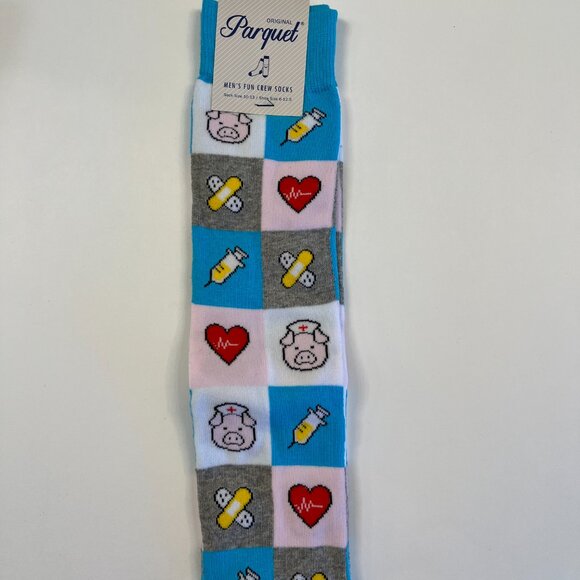 Men's Crew Socks -Health Worker Series- Nurse Piggy- Hero- NWT - Picture 7 of 10
